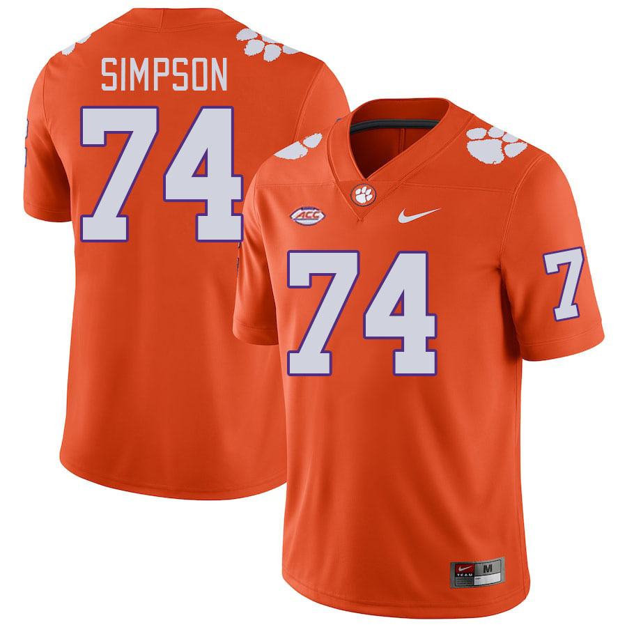 Clemson Tigers #74 John Simpson College Football Jerseys Stitched Sale-Orange